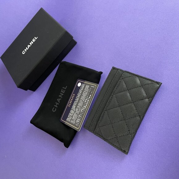 CHANEL Boy Flat Card Holder in Black Caviar AGHW Coin Case - Picture 4 of 9